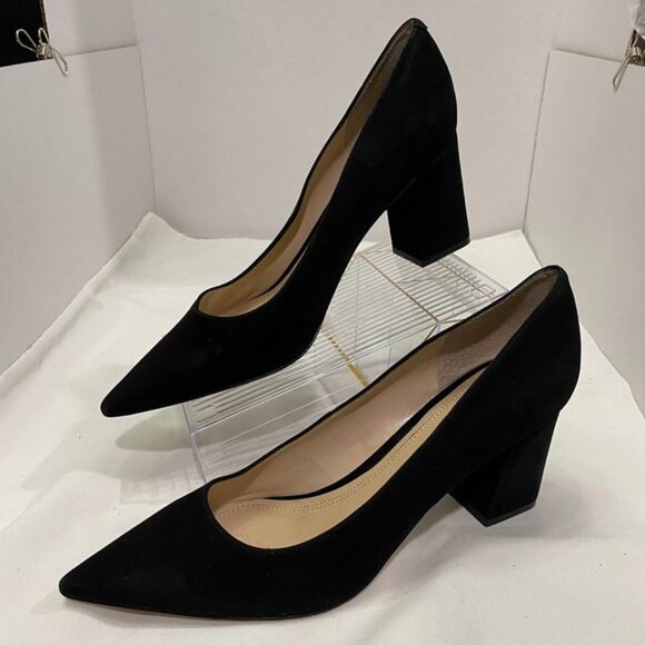 Marc Fisher LTD Black Suede Pointed Toe Block Heel Pumps Size 11M - Picture 4 of 14